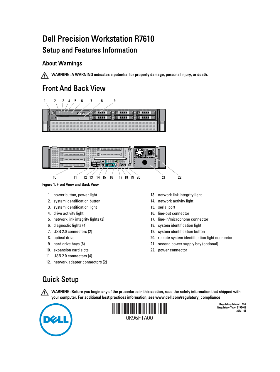 Dell Precision R7610 (Mid 2013) User Manual | 5 pages
