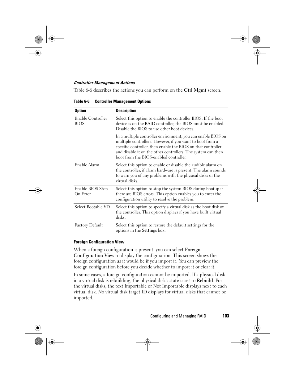 Foreign, Configuration view | Dell PowerEdge RAID Controller 6i User Manual | Page 103 / 156