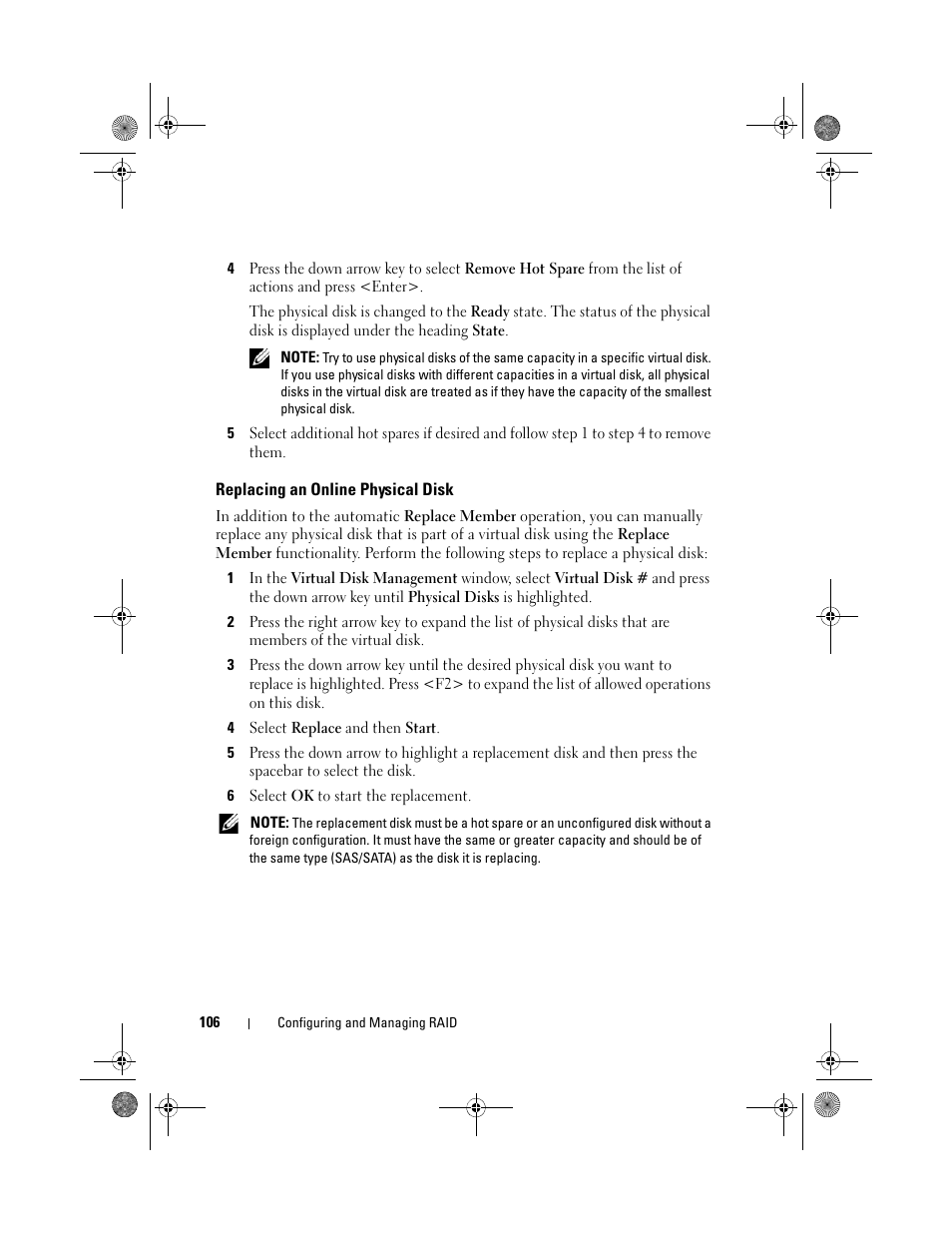Replacing an online physical disk | Dell PowerEdge RAID Controller 6i User Manual | Page 106 / 156