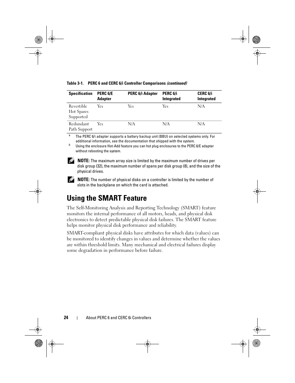 Using the smart feature | Dell PowerEdge RAID Controller 6i User Manual | Page 24 / 156