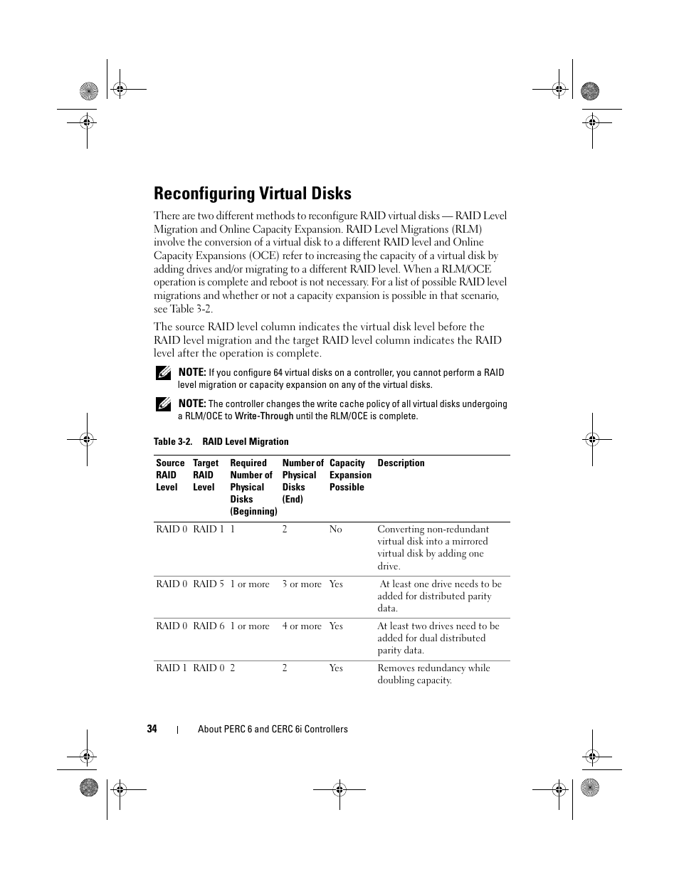Reconfiguring virtual disks | Dell PowerEdge RAID Controller 6i User Manual | Page 34 / 156