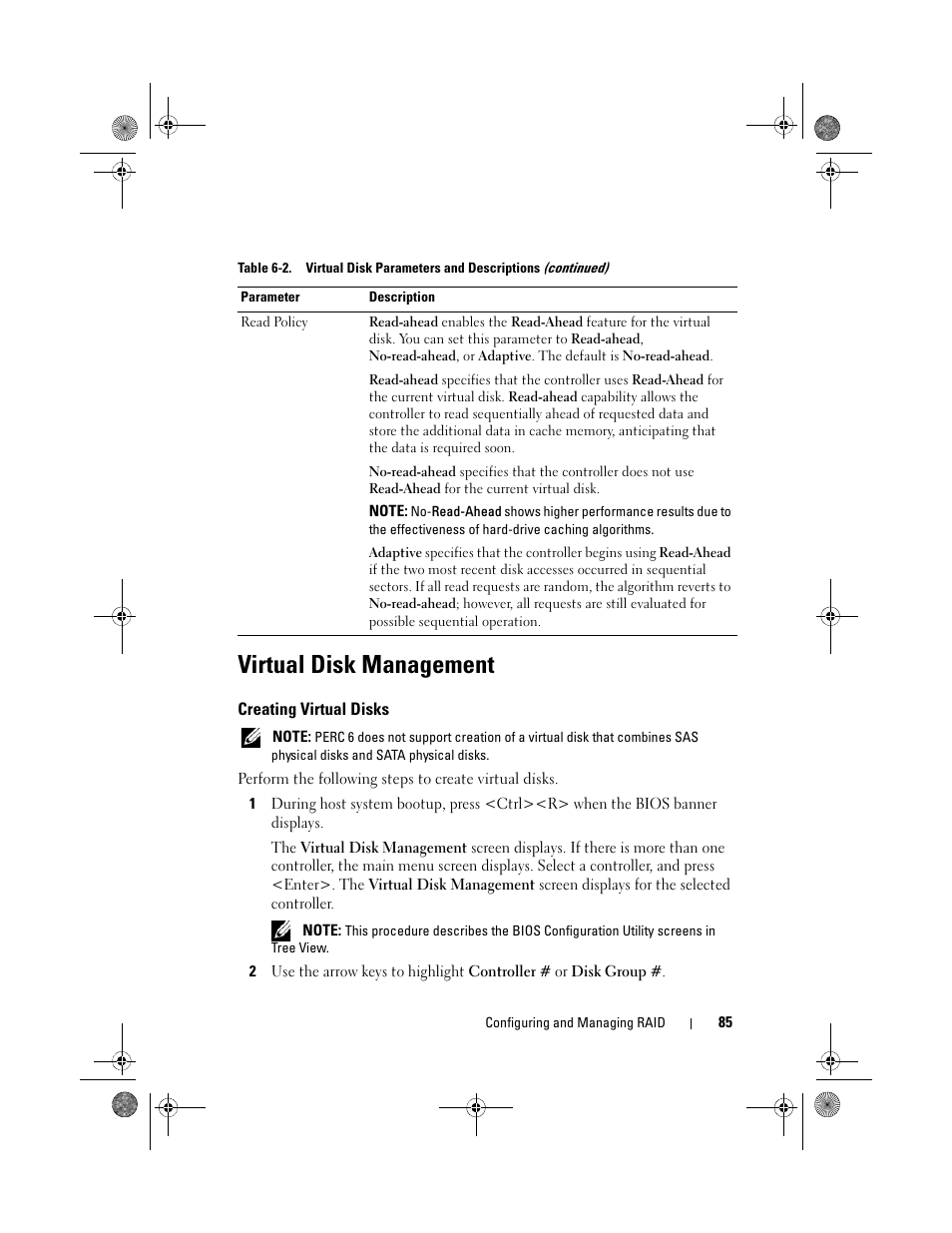 Virtual disk management, Creating virtual disks | Dell PowerEdge RAID Controller 6i User Manual | Page 85 / 156