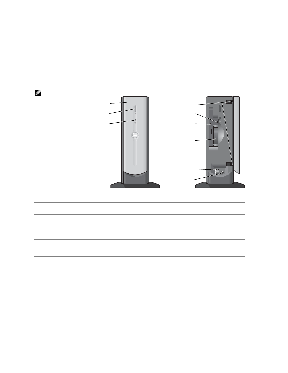 Front and back view of the computer | Dell Dimension 4500C (Japan Only) User Manual | Page 76 / 110