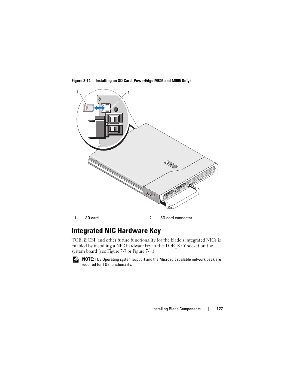 Integrated nic hardware key, Figure 3-14 | Dell PowerEdge M605 User Manual | Page 127 / 236