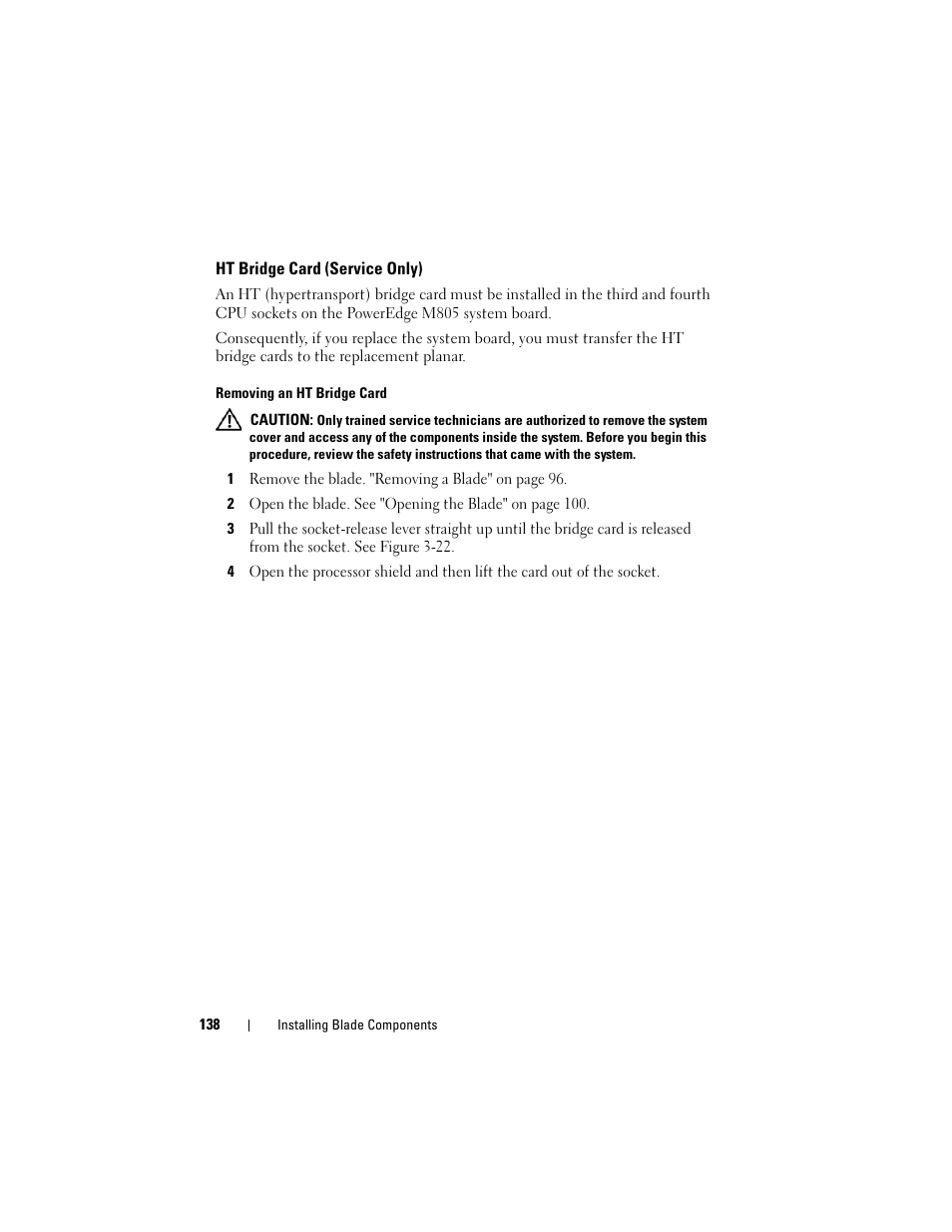 Ht bridge card (service only) | Dell PowerEdge M605 User Manual | Page 138 / 236