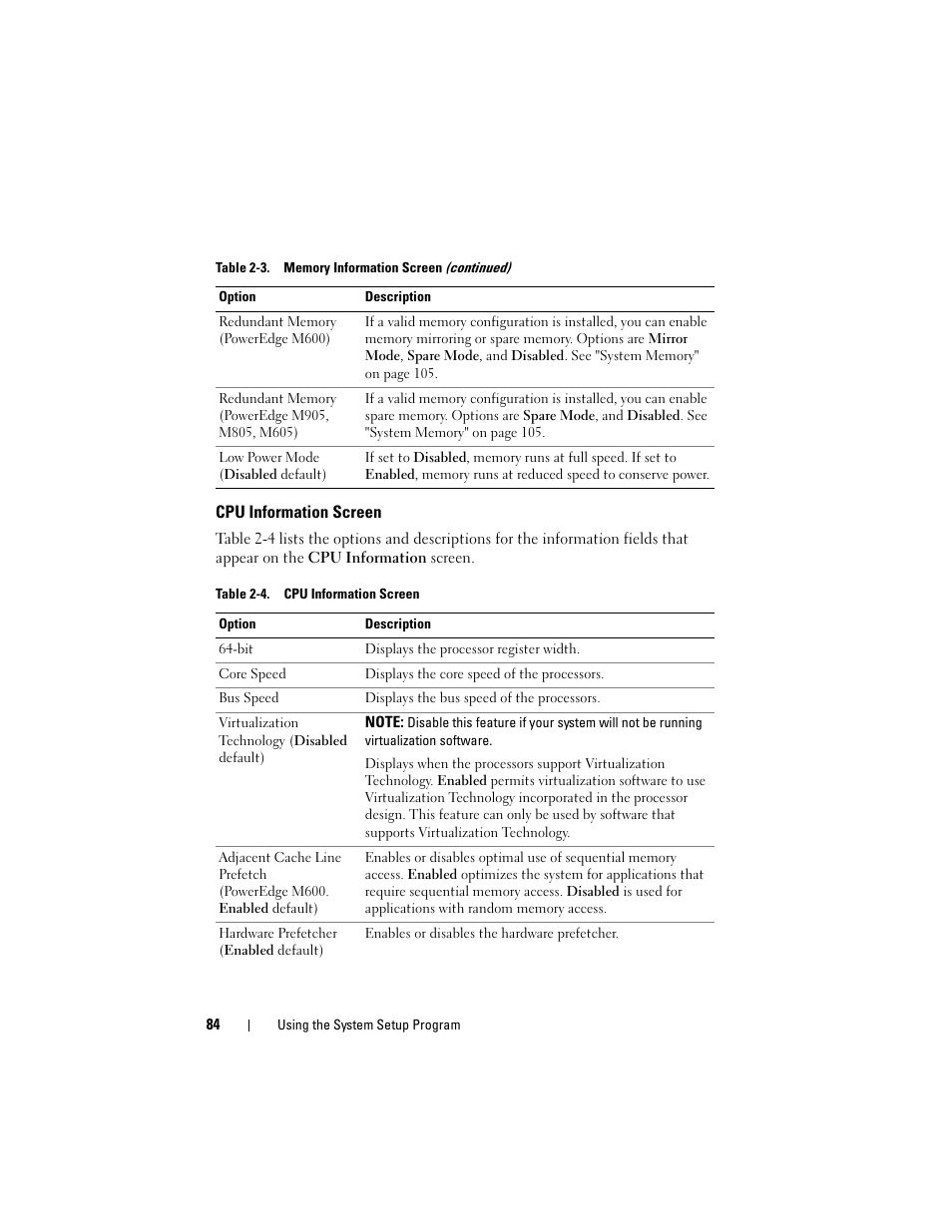 Cpu information screen | Dell PowerEdge M605 User Manual | Page 84 / 236