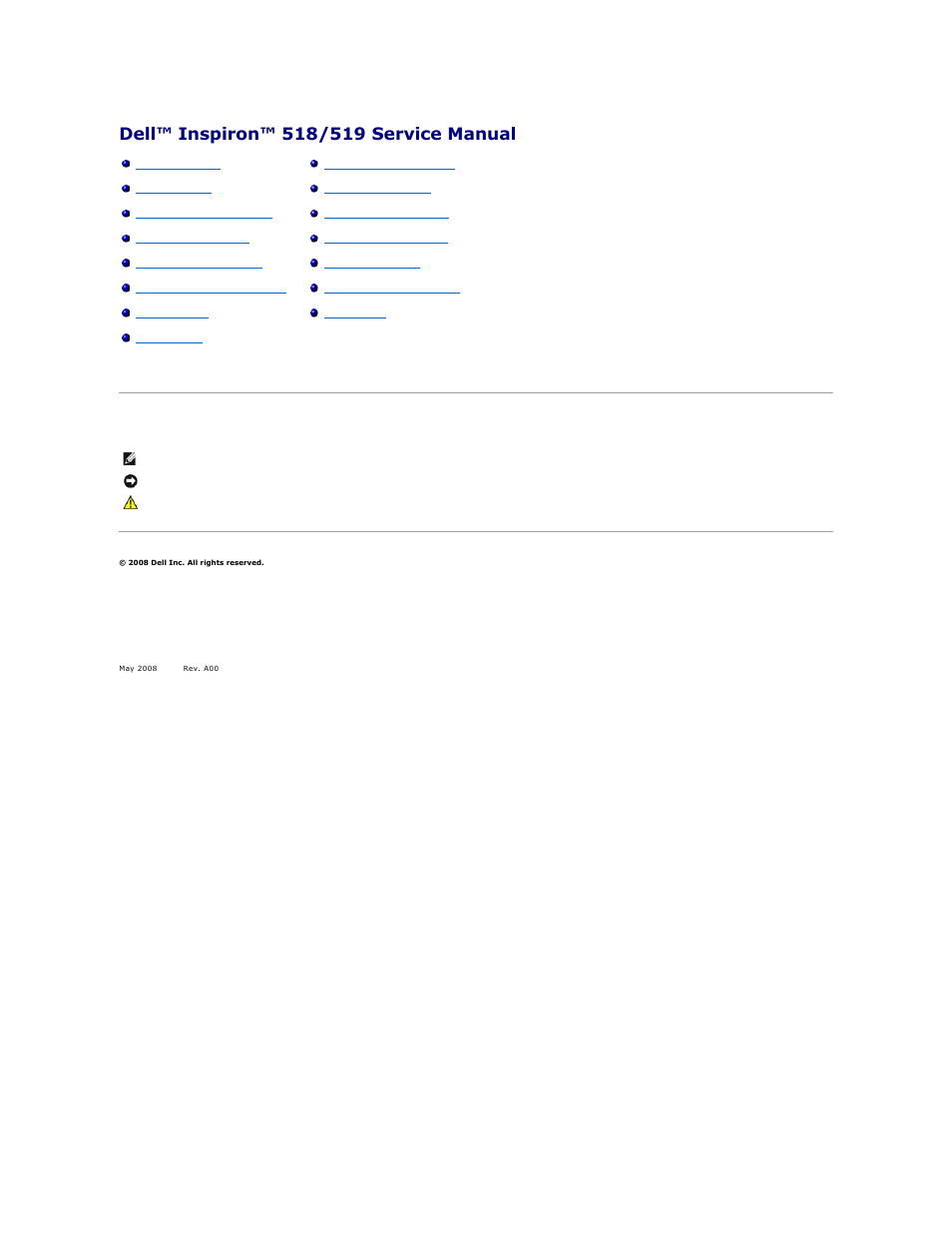 Dell Inspiron 519 (Mid 2008) User Manual | 37 pages