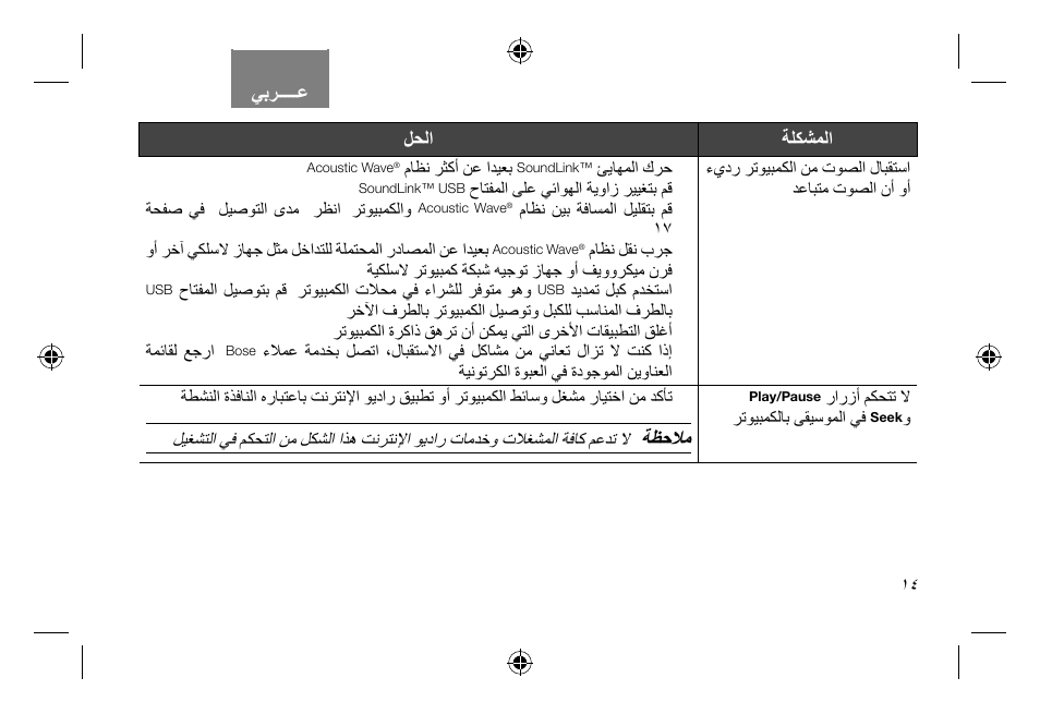 ﺔﻈﺣﻼﻣ | Bose Soundlink AM323699 User Manual | Page 185 / 204