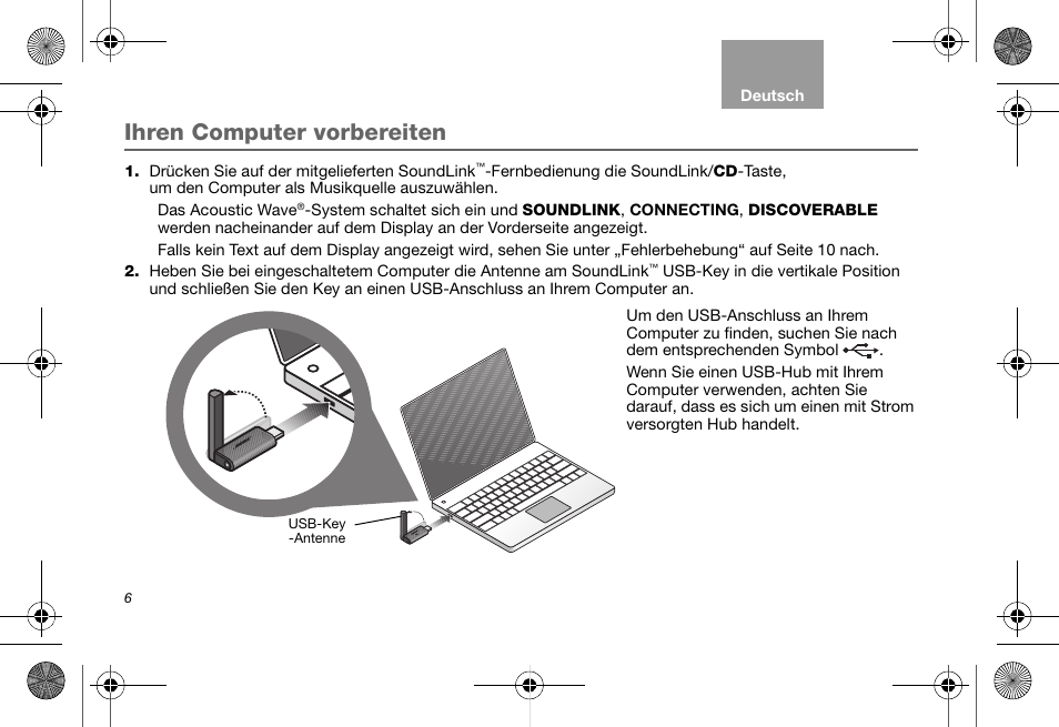 Ihren computer vorbereiten | Bose Soundlink AM323699 User Manual | Page 30 / 204