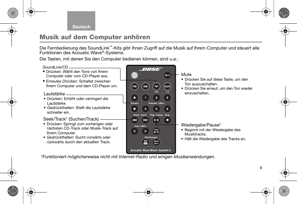 Musik auf dem computer anhören | Bose Soundlink AM323699 User Manual | Page 33 / 204