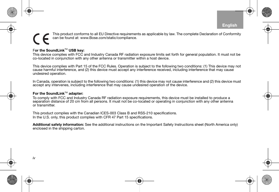 Bose Soundlink AM323699 User Manual | Page 4 / 204