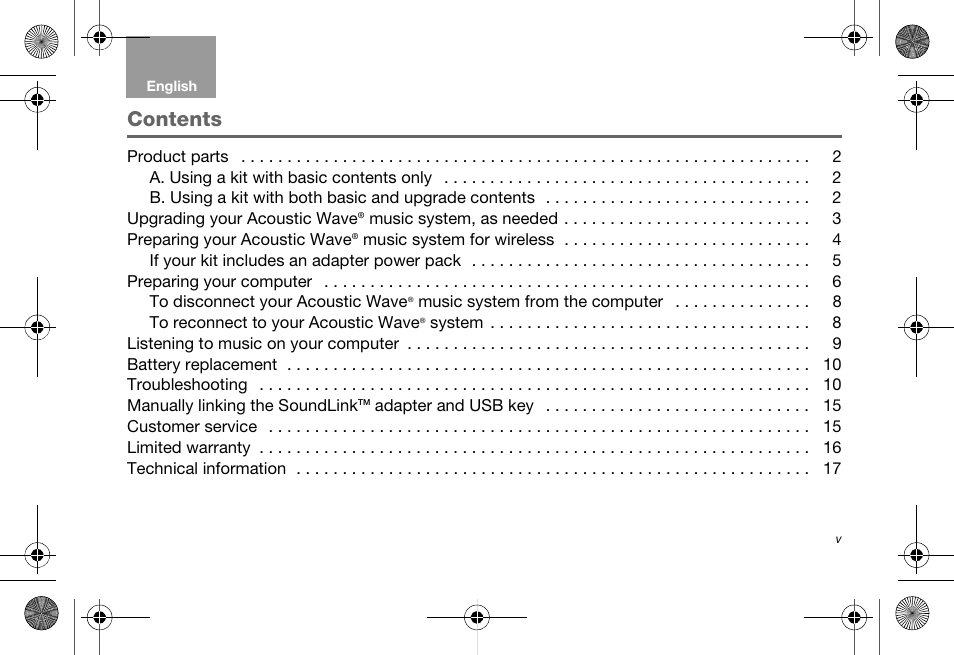 Bose Soundlink AM323699 User Manual | Page 5 / 204