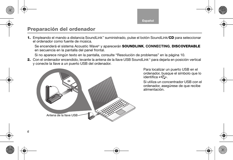 Preparación del ordenador | Bose Soundlink AM323699 User Manual | Page 50 / 204