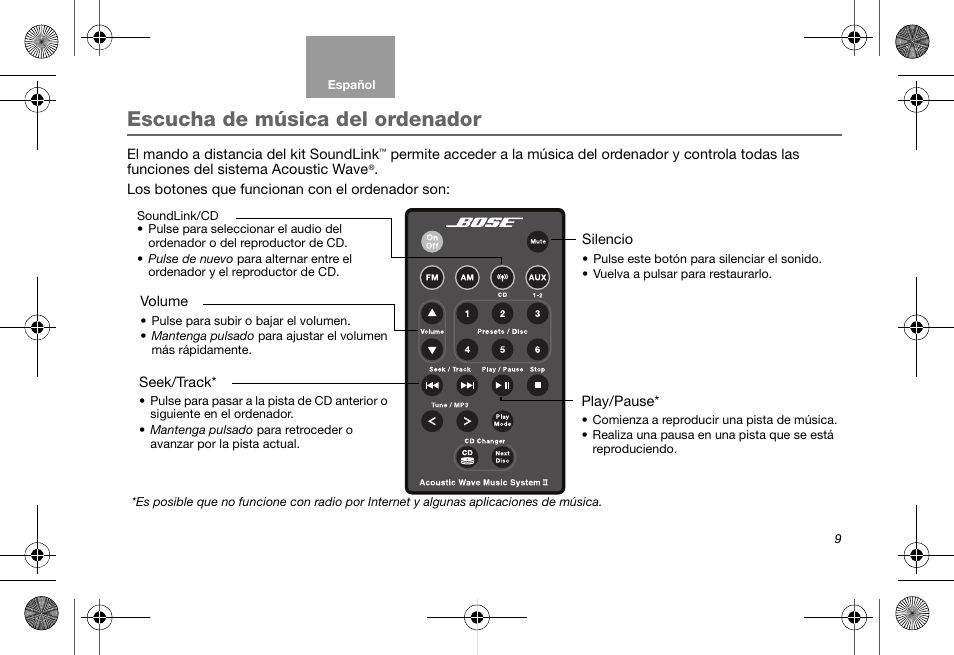 Escucha de música del ordenador | Bose Soundlink AM323699 User Manual | Page 53 / 204