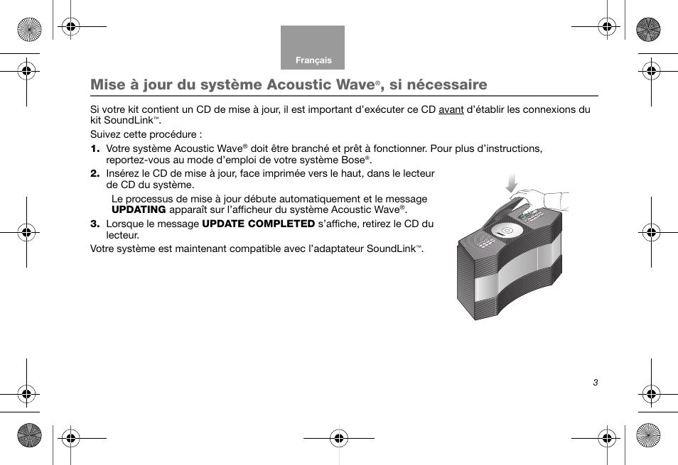 Mise à jour du système acoustic wave, Si nécessaire | Bose Soundlink AM323699 User Manual | Page 67 / 204