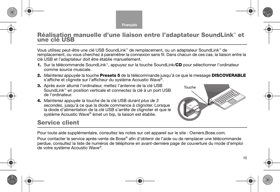 Et une clé usb, Service client | Bose Soundlink AM323699 User Manual | Page 79 / 204