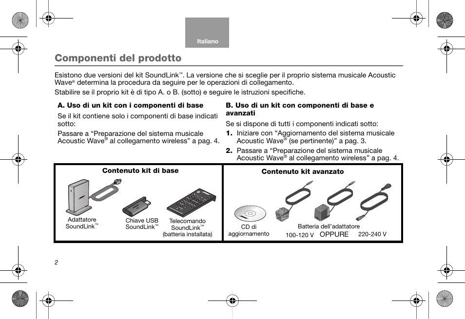 Componenti del prodotto | Bose Soundlink AM323699 User Manual | Page 86 / 204