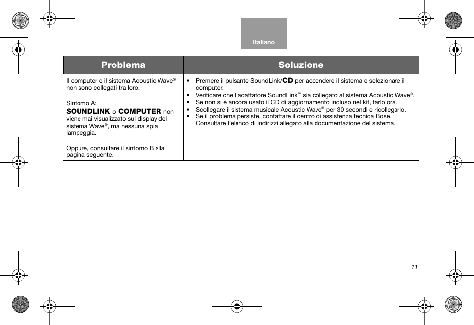 Problema soluzione | Bose Soundlink AM323699 User Manual | Page 95 / 204