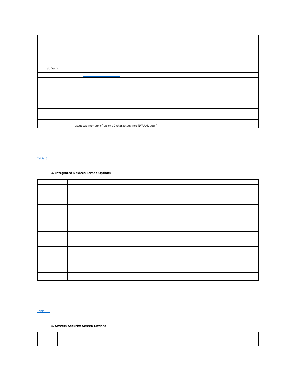 Integrated devices screen, System security screen | Dell PowerEdge 750 User Manual | Page 16 / 34