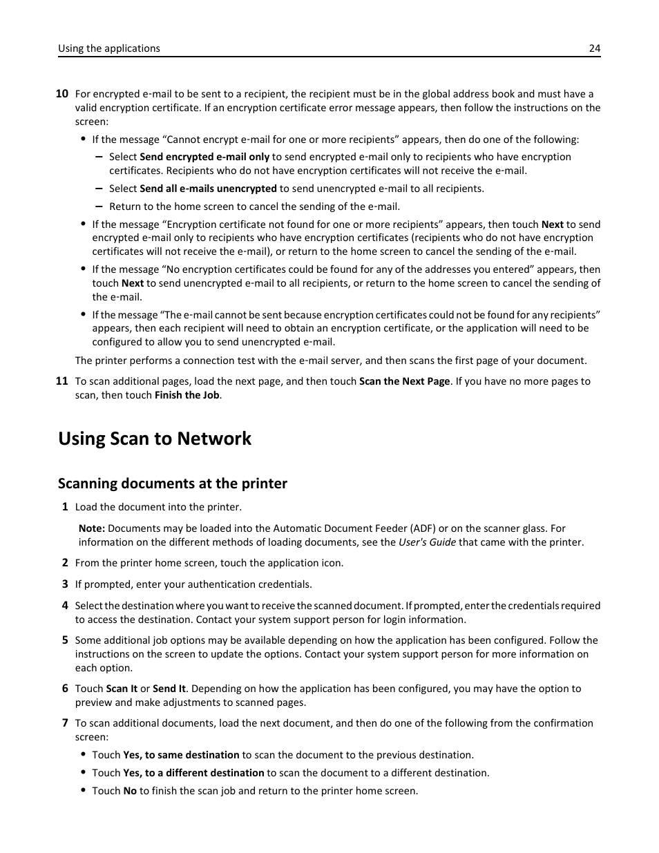 Using scan to network, Scanning documents at the printer | Dell B5465dnf Mono Laser Printer MFP User Manual | Page 24 / 52