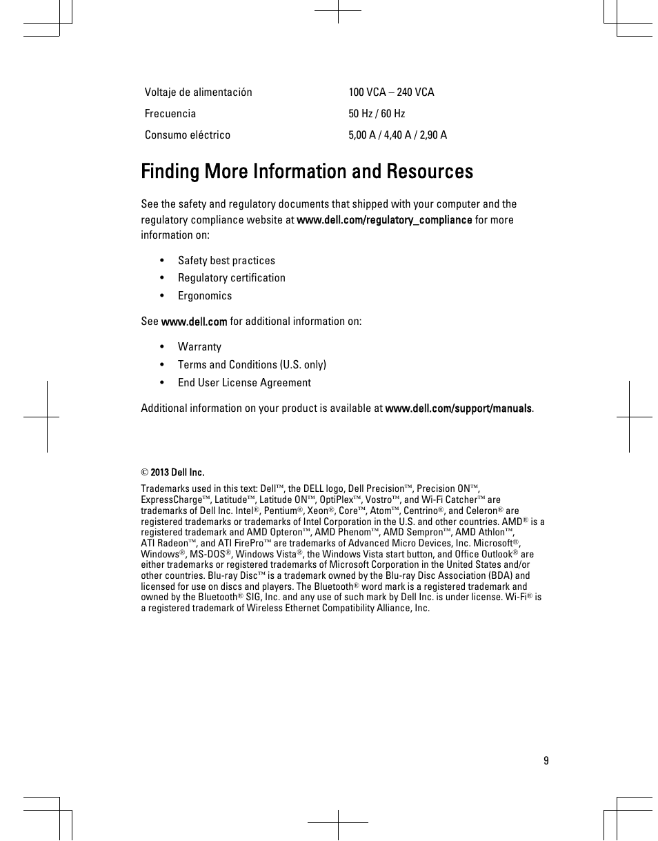 Finding more information and resources | Dell OptiPlex 9020 (Mid 2013) User Manual | Page 9 / 9