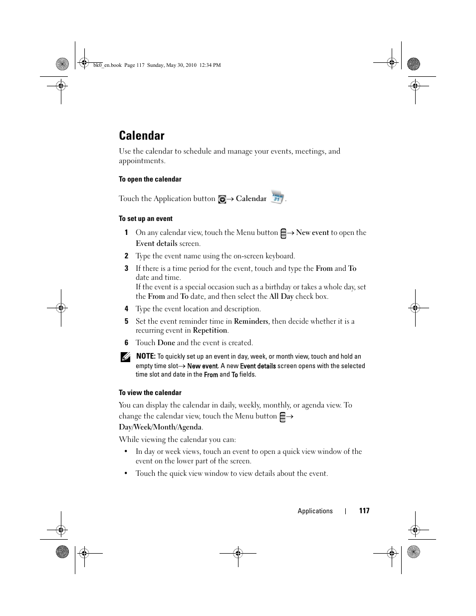 Calendar | Dell STREAK mobile User Manual | Page 117 / 140