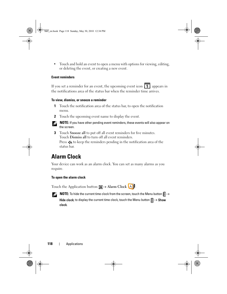 Alarm clock | Dell STREAK mobile User Manual | Page 118 / 140