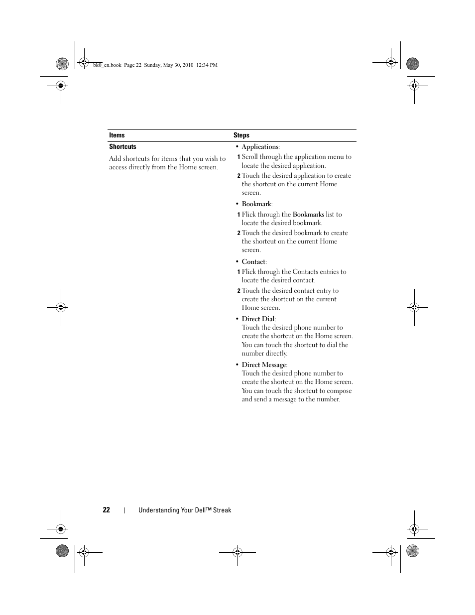 Dell STREAK mobile User Manual | Page 22 / 140