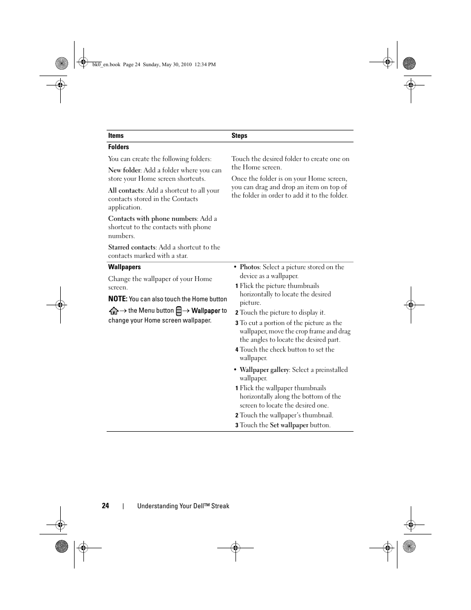 Dell STREAK mobile User Manual | Page 24 / 140