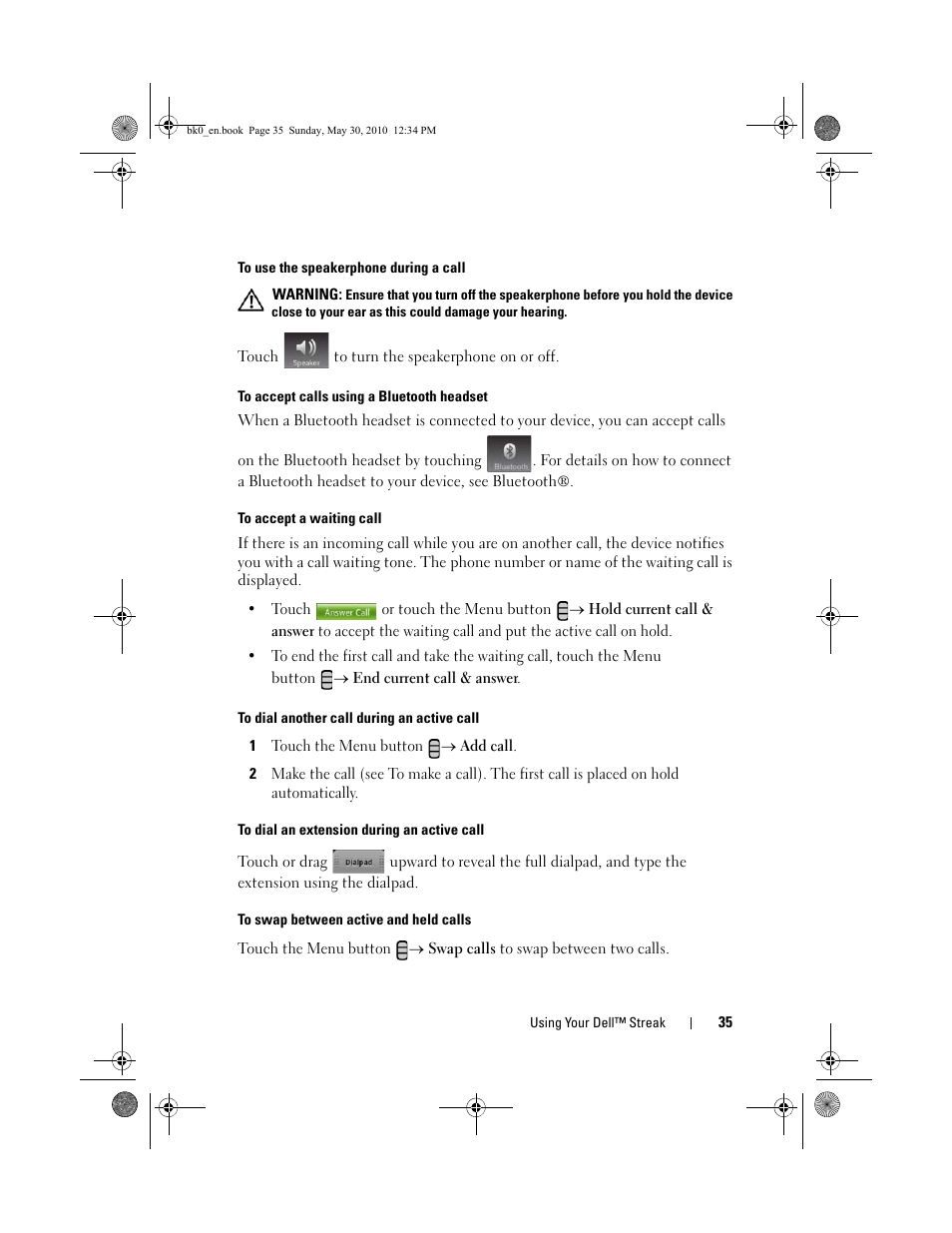 Dell STREAK mobile User Manual | Page 35 / 140