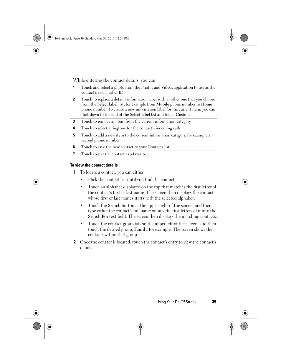 Dell STREAK mobile User Manual | Page 39 / 140