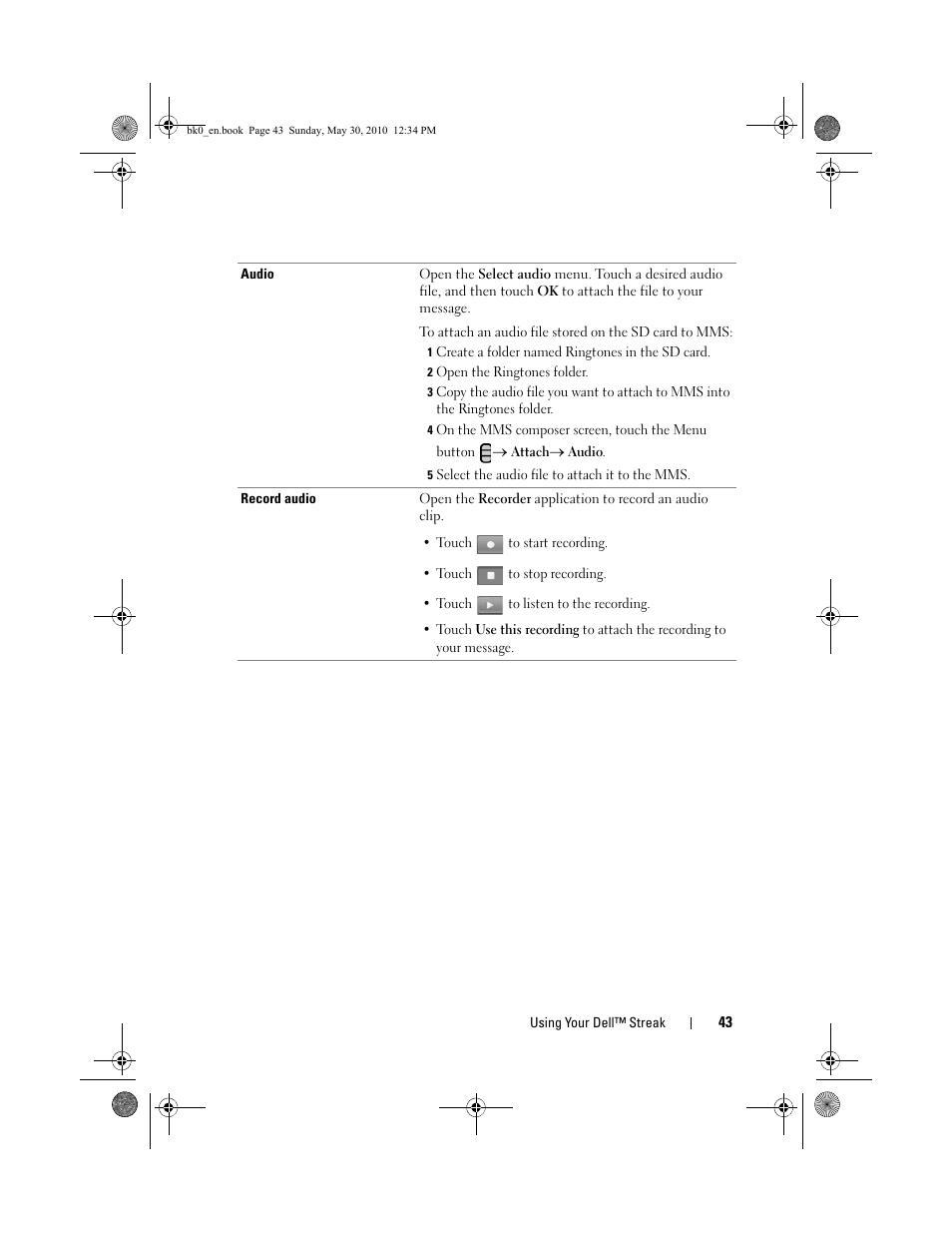 Dell STREAK mobile User Manual | Page 43 / 140