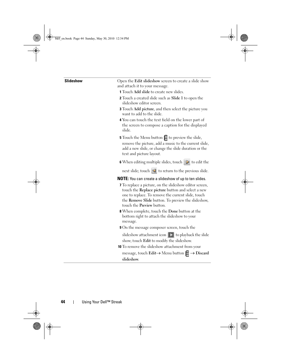 Dell STREAK mobile User Manual | Page 44 / 140