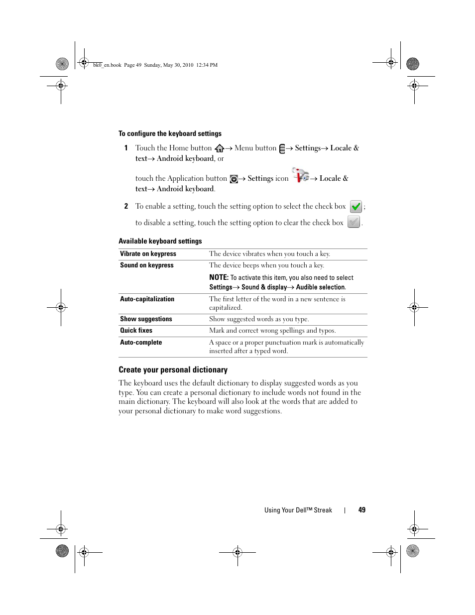 Dell STREAK mobile User Manual | Page 49 / 140