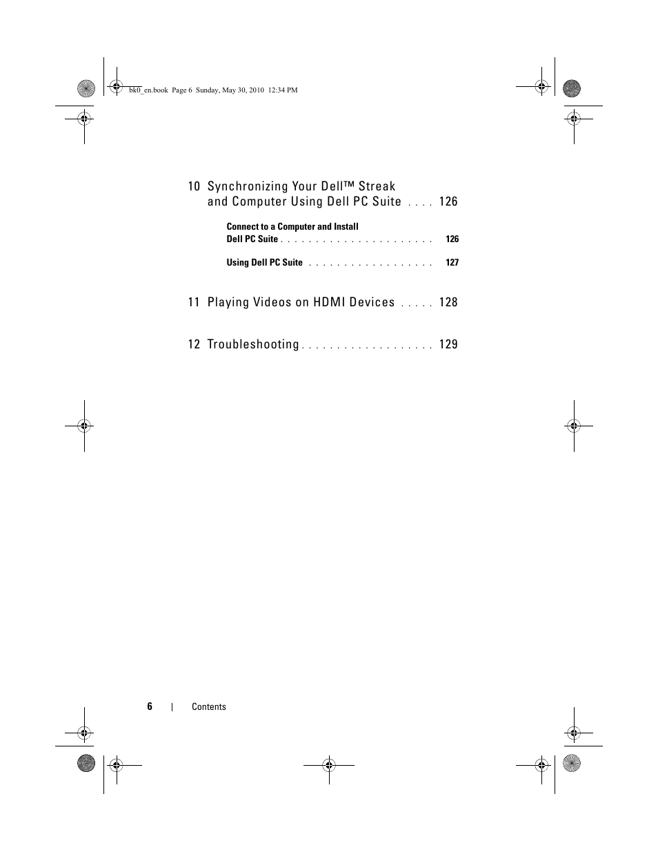 11 playing videos on hdmi devices | Dell STREAK mobile User Manual | Page 6 / 140