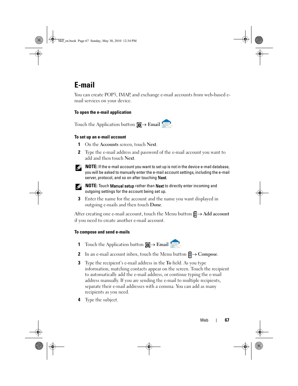 E-mail | Dell STREAK mobile User Manual | Page 67 / 140