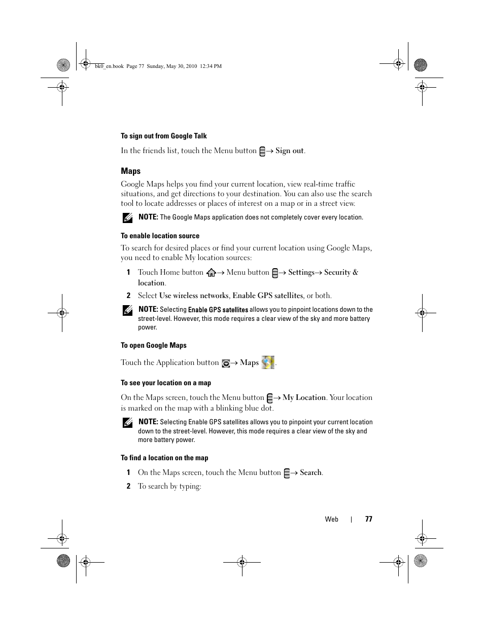 Maps | Dell STREAK mobile User Manual | Page 77 / 140