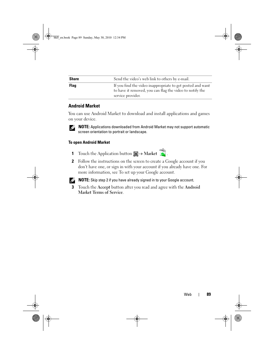 Android market | Dell STREAK mobile User Manual | Page 89 / 140