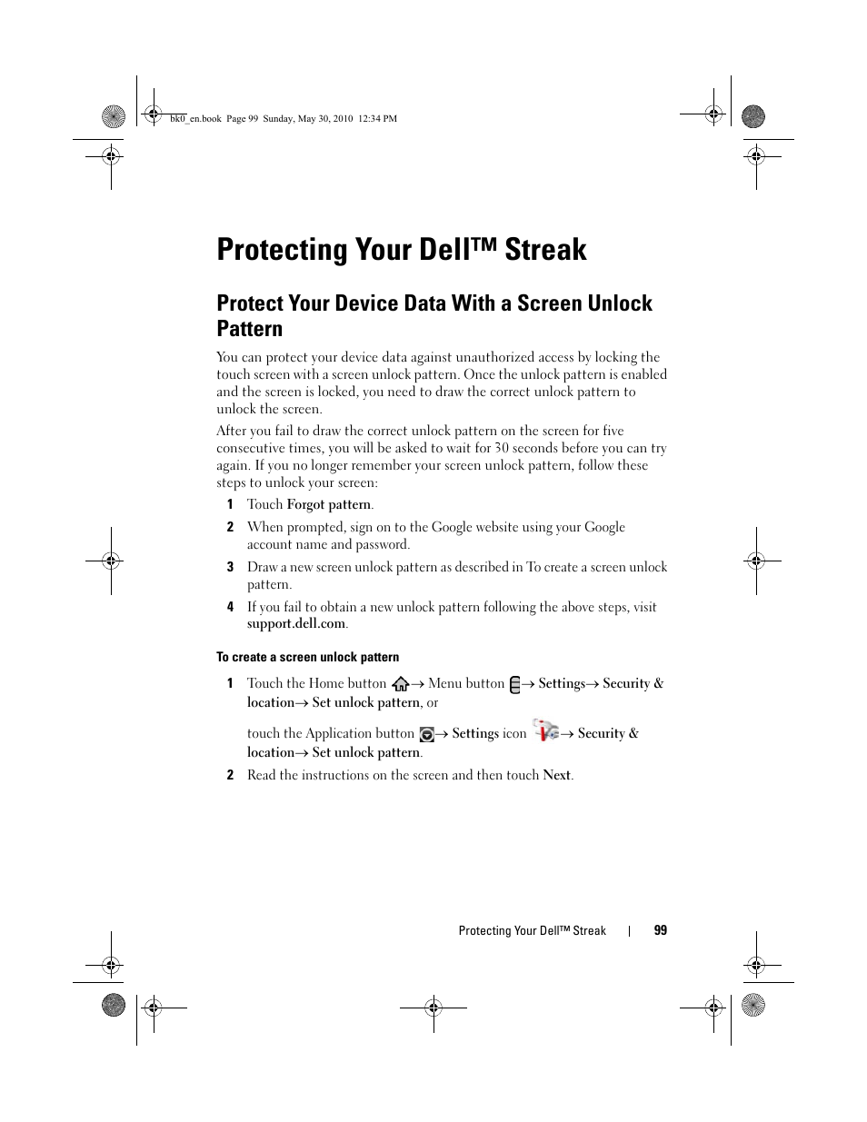 Protecting your dell™ streak | Dell STREAK mobile User Manual | Page 99 / 140