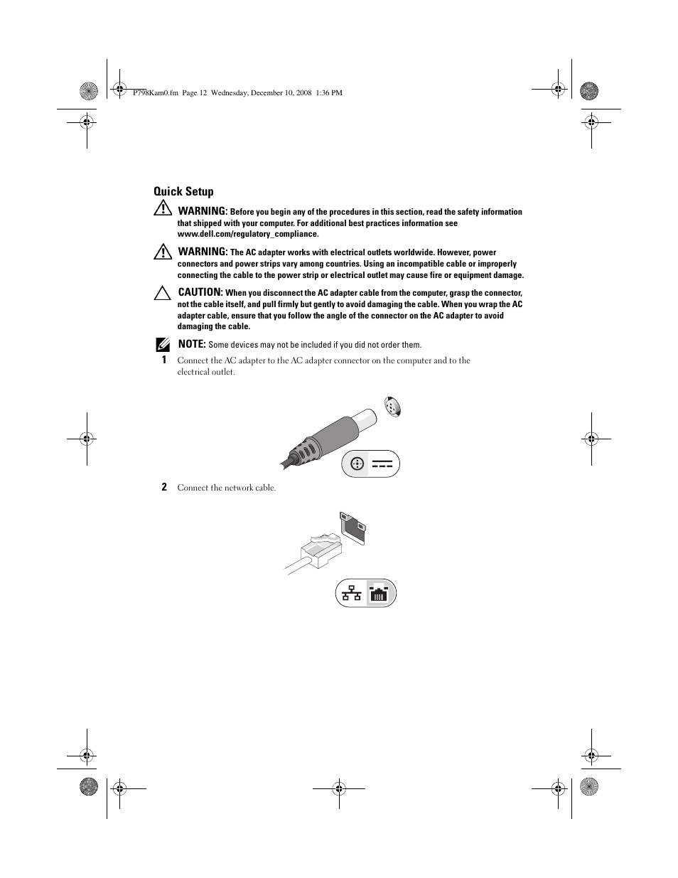 Quick setup | Dell Latitude XT2 (Early 2009) User Manual | Page 4 / 8
