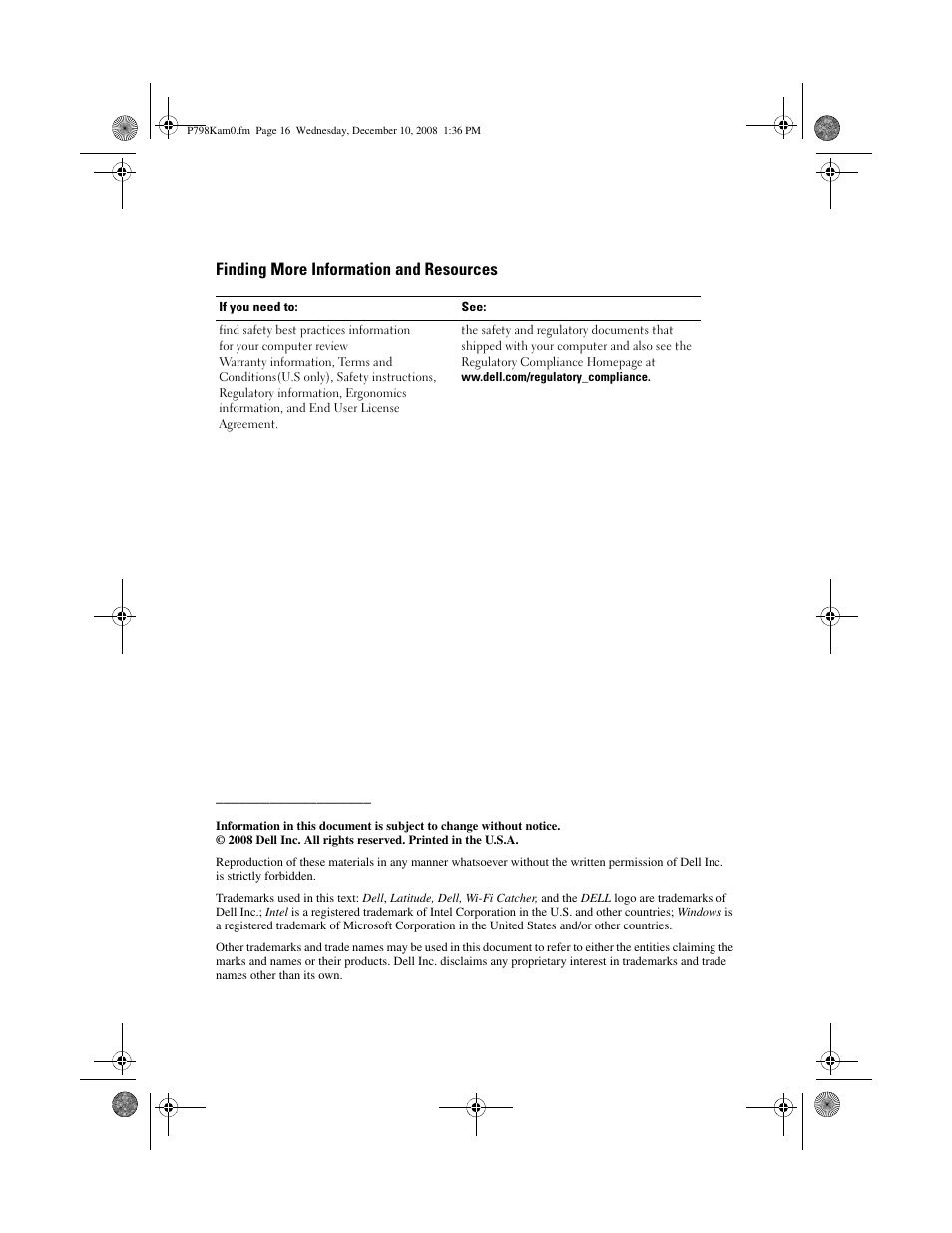 Finding more information and resources | Dell Latitude XT2 (Early 2009) User Manual | Page 8 / 8