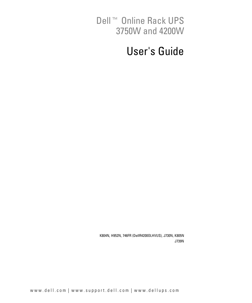 Dell UPS 3750R User Manual | 52 pages