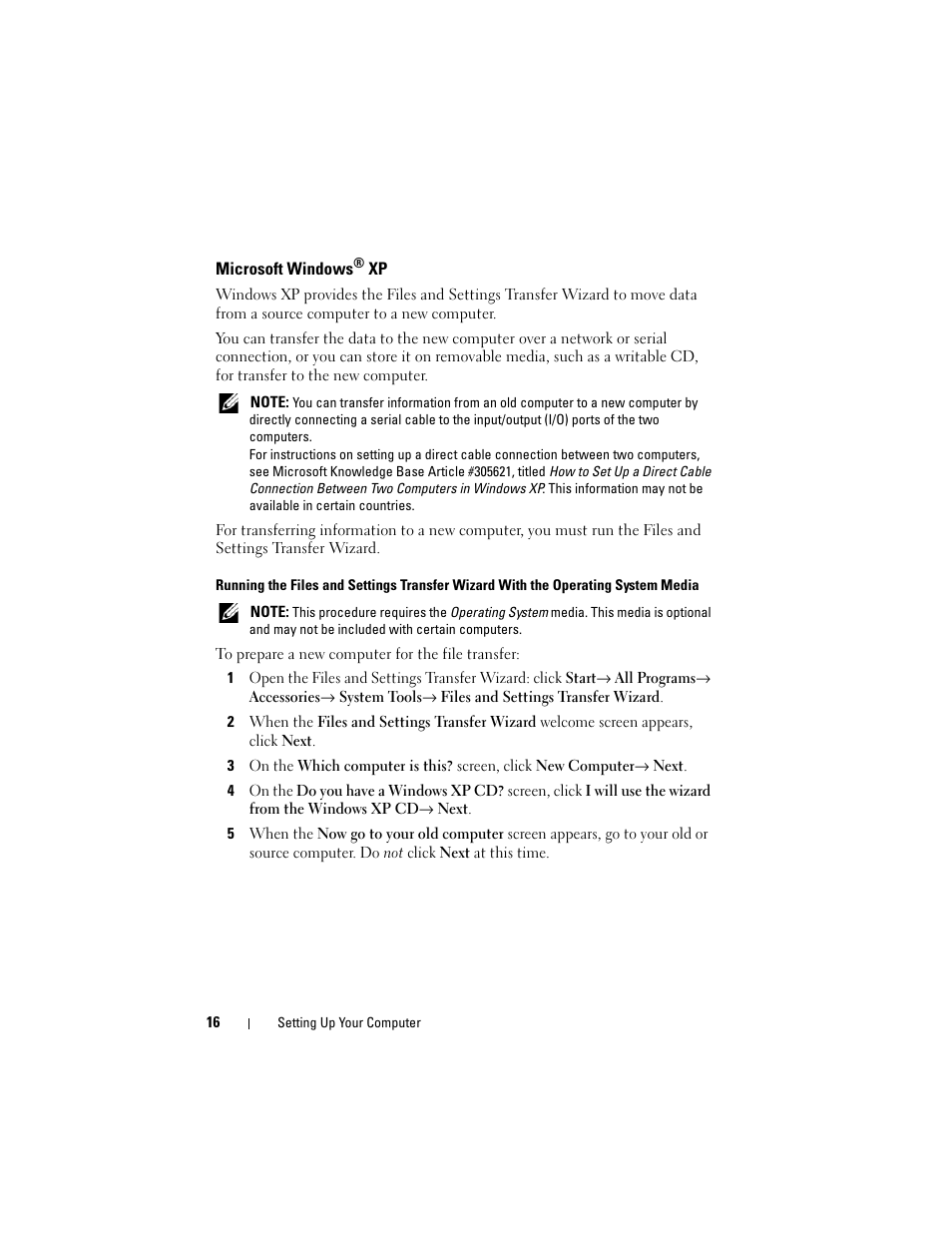 Microsoft windows® xp, Microsoft windows | Dell Latitude E4200 (Late 2008) User Manual | Page 16 / 56