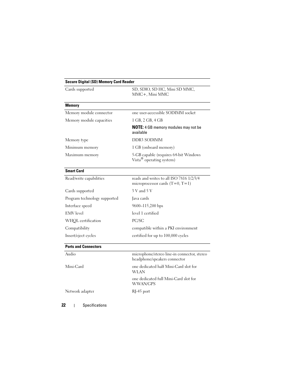 Dell Latitude E4200 (Late 2008) User Manual | Page 22 / 56