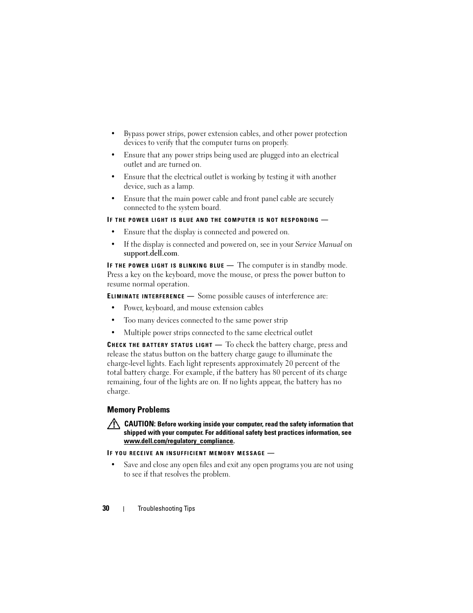 Memory problems | Dell Latitude E4200 (Late 2008) User Manual | Page 30 / 56