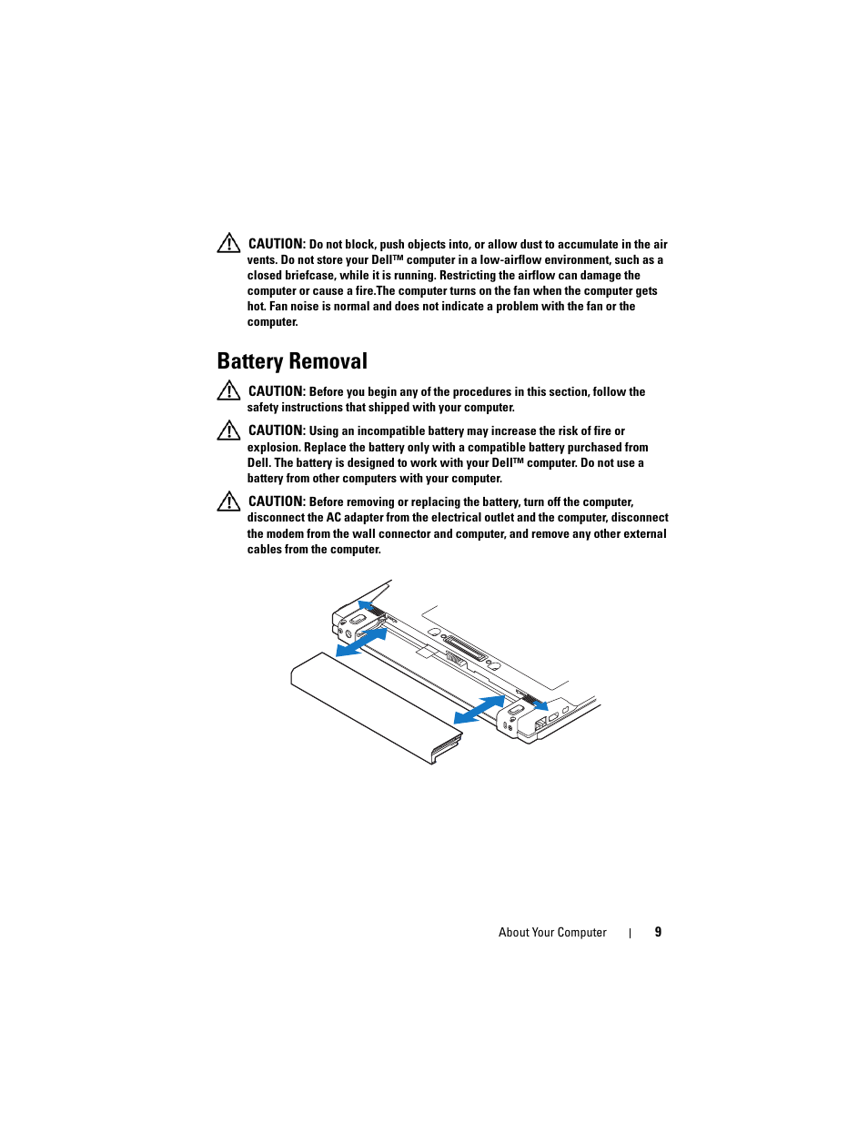 Battery removal | Dell Latitude E4200 (Late 2008) User Manual | Page 9 / 56