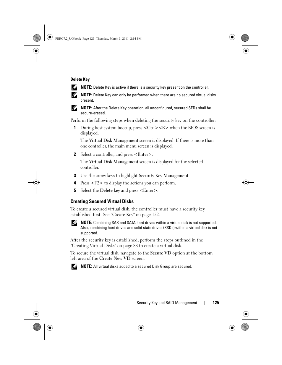 Creating secured virtual disks | Dell PowerEdge RAID Controller H800 User Manual | Page 125 / 178