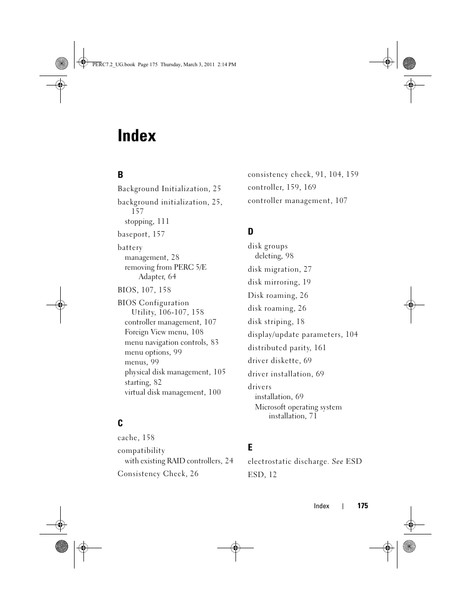 Index | Dell PowerEdge RAID Controller H800 User Manual | Page 175 / 178