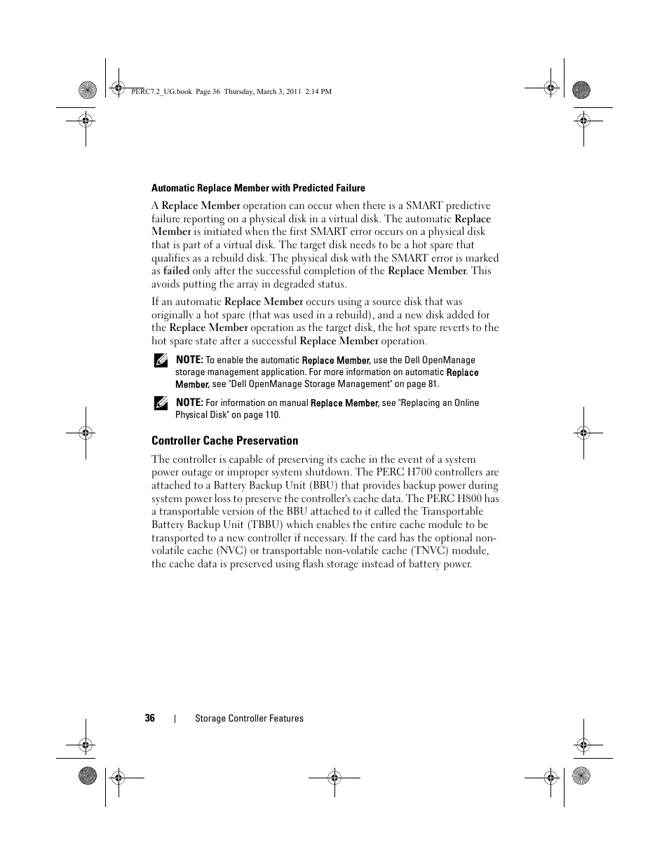 Controller cache preservation | Dell PowerEdge RAID Controller H800 User Manual | Page 36 / 178