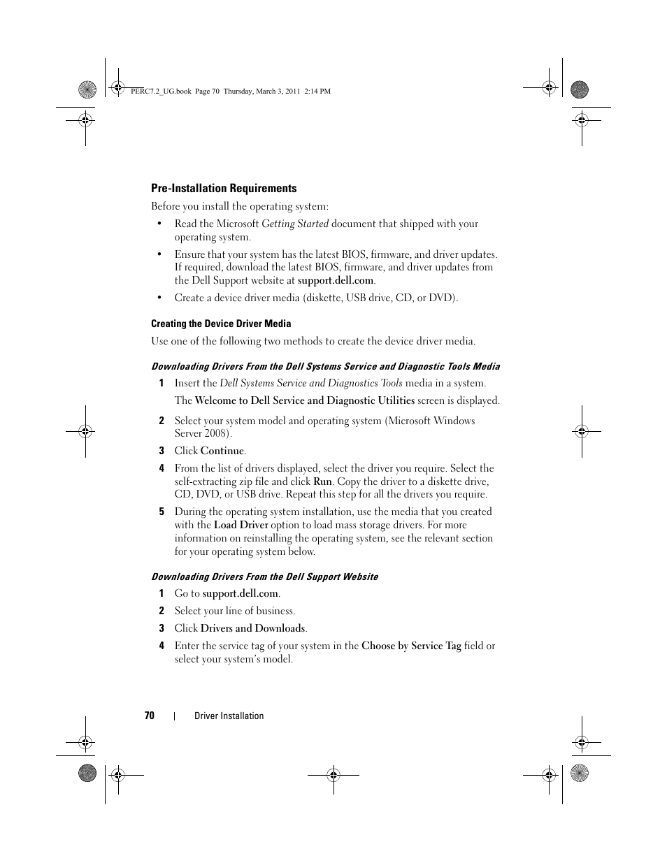 Pre-installation requirements | Dell PowerEdge RAID Controller H800 User Manual | Page 70 / 178